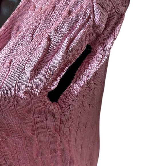 Ralph Lauren black label pink open front cardigan 100% silk knit braided xs - Picture 2 of 5